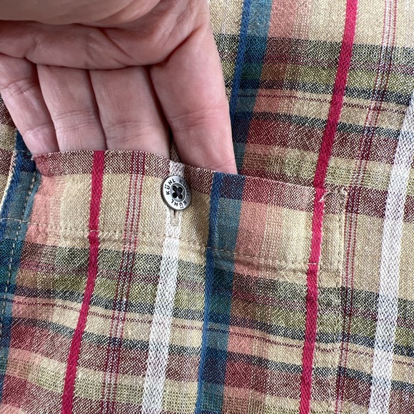 Kuhl Shirt Mens XL Karib Brown Plaid Button Up Shirt Linen/Cotton Blend - Picture 3 of 12
